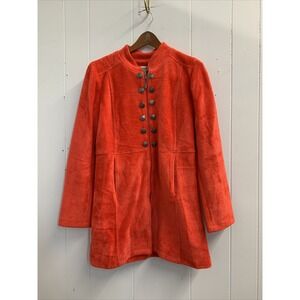 Venario Rachel Coat Womens Small Jacket Super Soft Red Long Coat Buttons Zip Up
